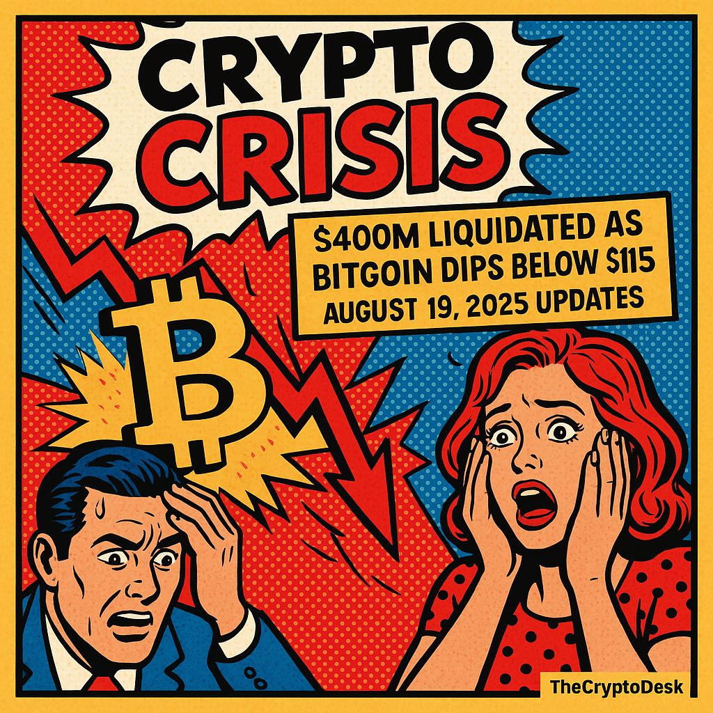 Crypto Crisis: $400M Liquidated as Bitcoin Dips Below $115K – August 19, 2025 Updates