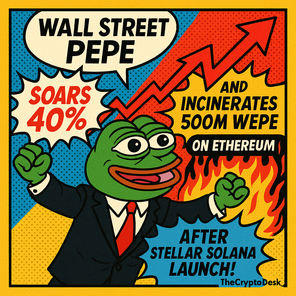 Wall Street Pepe Soars 40% and Incinerates 500M WEPE on Ethereum After Stellar Solana Launch!