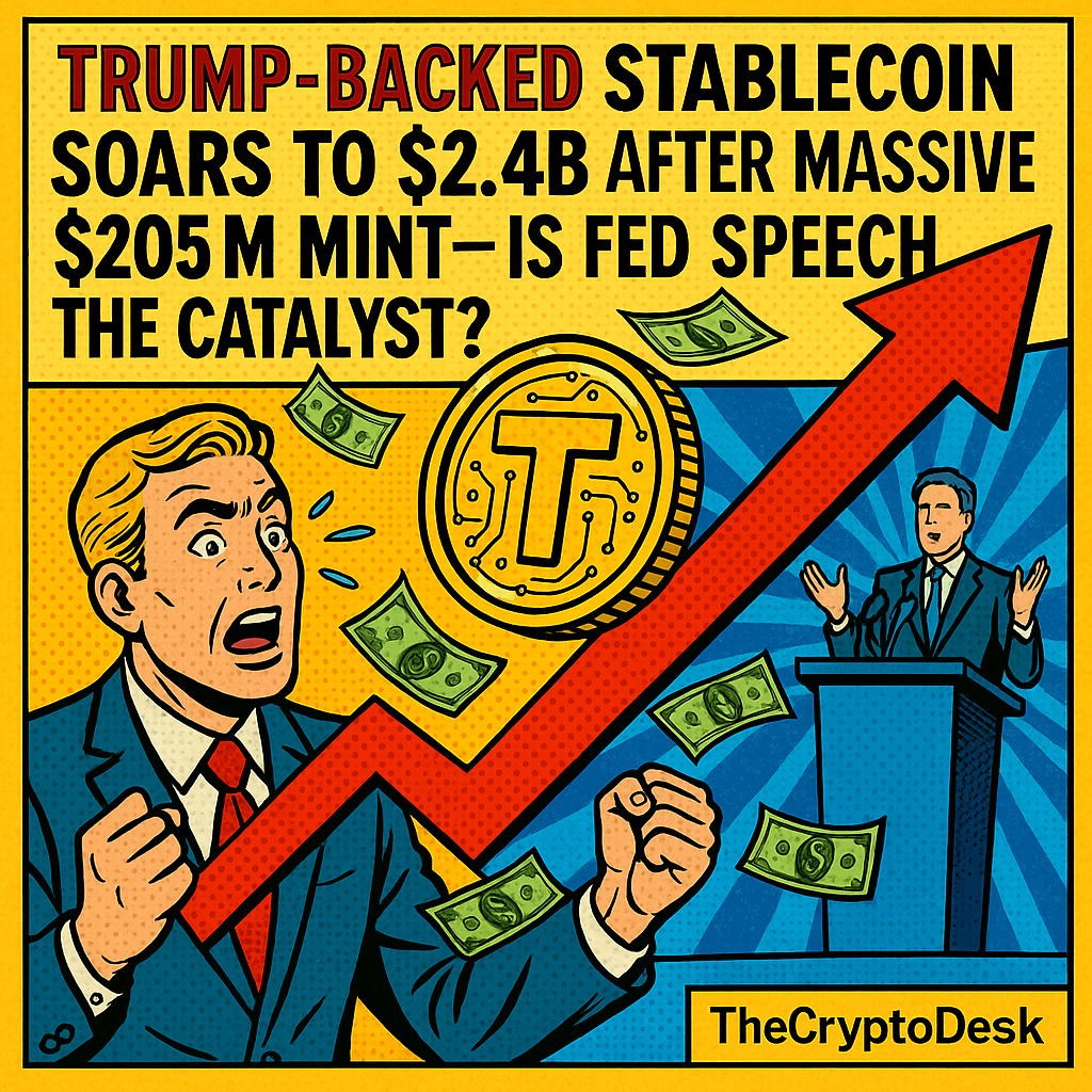 Trump-Backed Stablecoin Soars to $2.4B After Massive $205M Mint—Is Fed Speech the Catalyst?