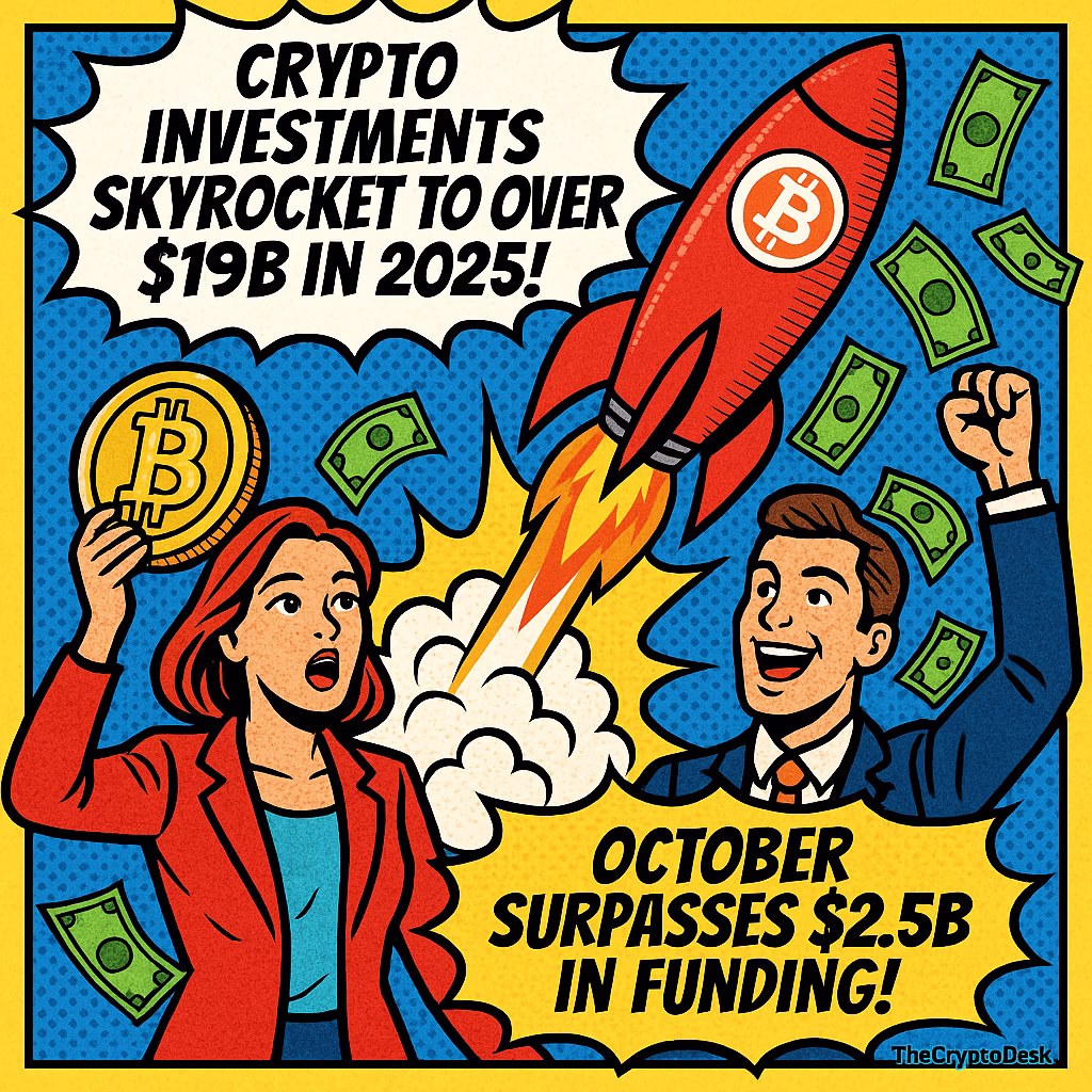 Crypto Investments Skyrocket to Over $19B in 2025, October Surpasses $2.5B in Funding!