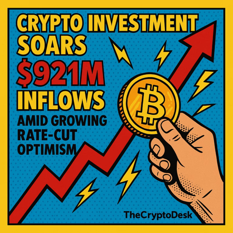 Crypto Investment Soars with $921M Inflows Amid Growing Rate-Cut Optimism
