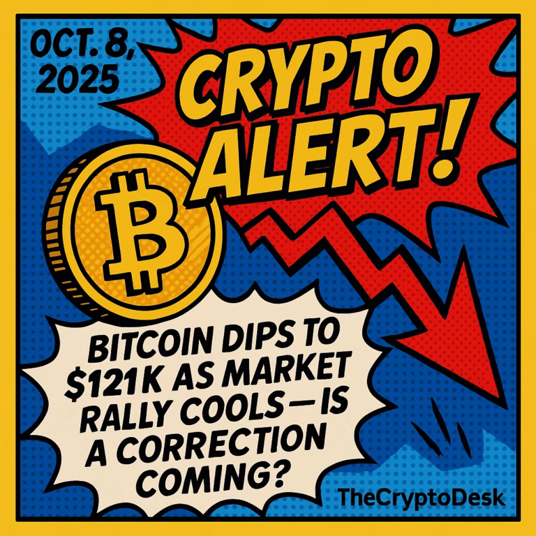 Crypto Alert: Oct. 8, 2025 - Bitcoin Dips to $121K as Market Rally Cools – Is a Correction Coming?