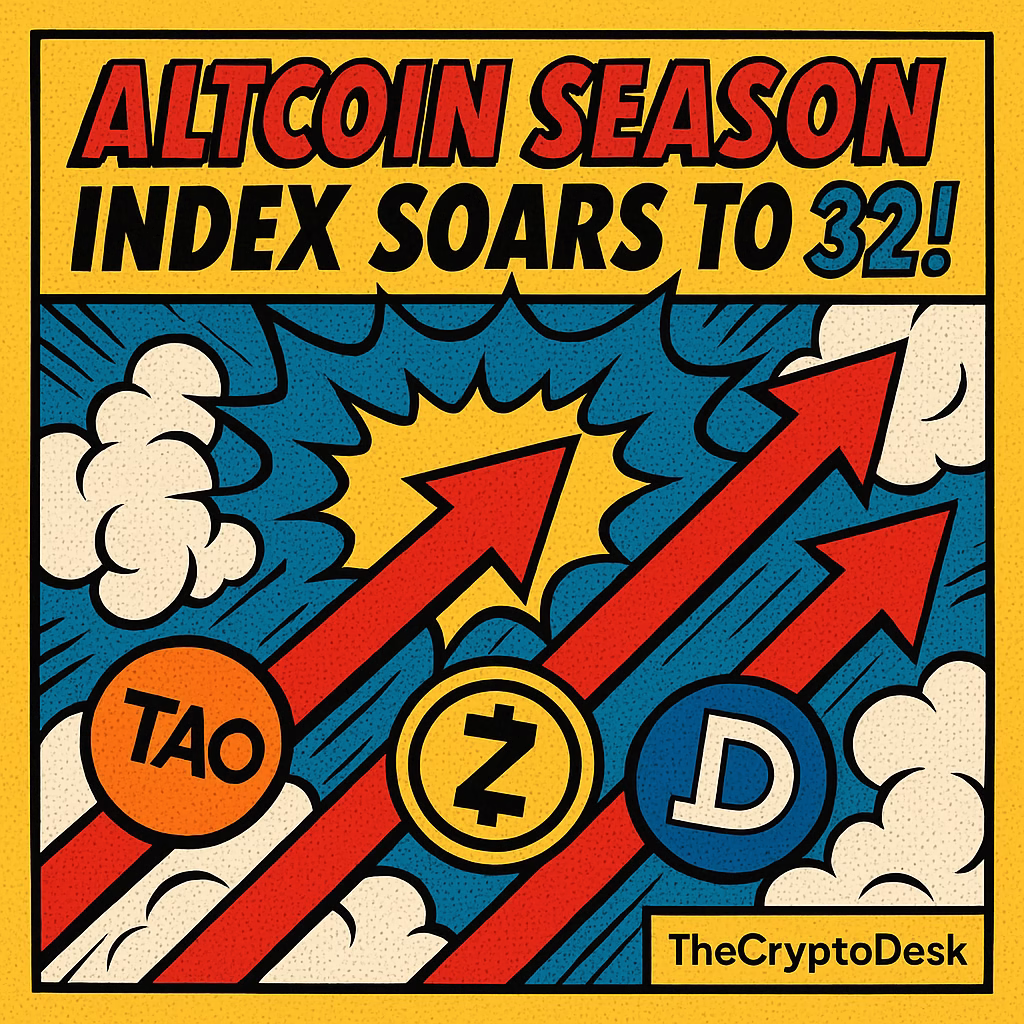 Altcoin Season Index Soars to 32: Bittensor, Zcash, and DeXe Lead the Charge!