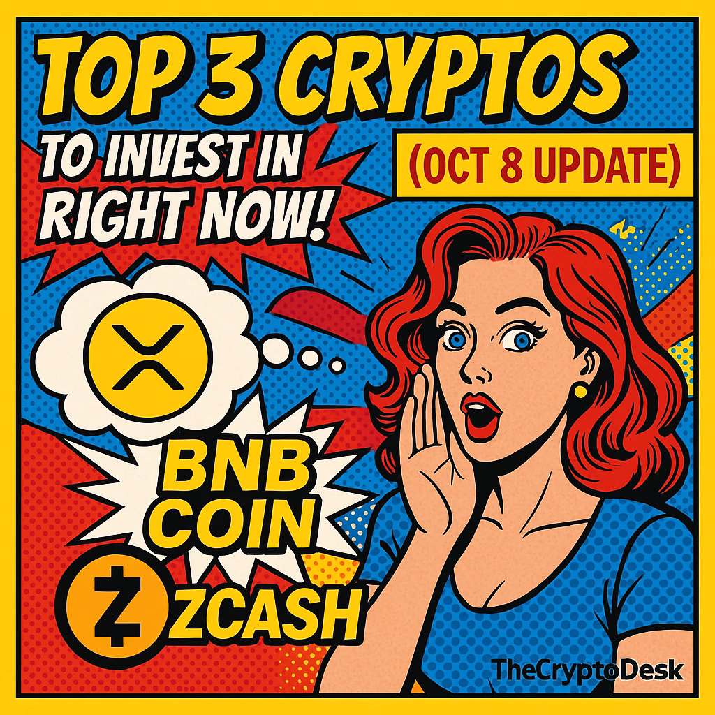 Top 3 Cryptos to Invest in Right Now: XRP, BNB Coin, and Zcash (Oct 8 Update)