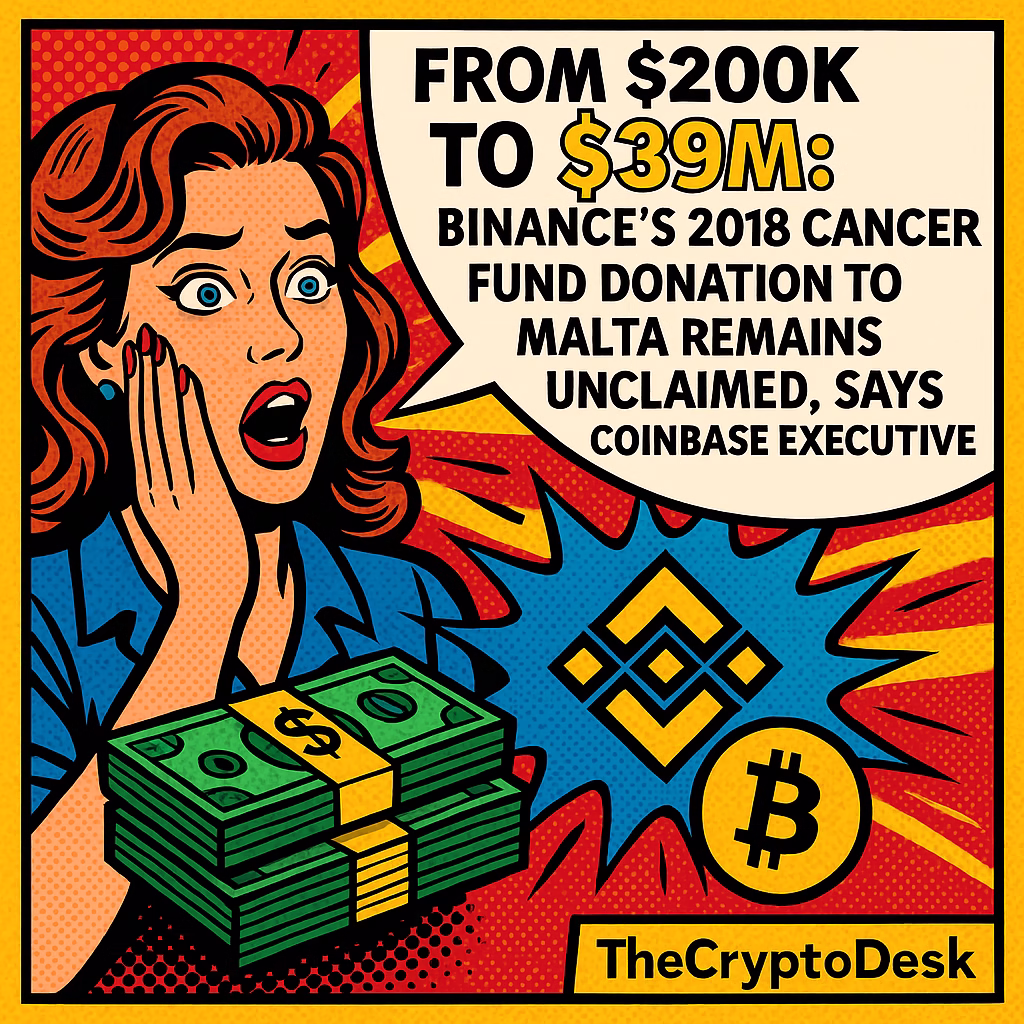 From $200K to $39M: Binances 2018 Cancer Fund Donation to Malta Remains Unclaimed, Says Coinbase Executive