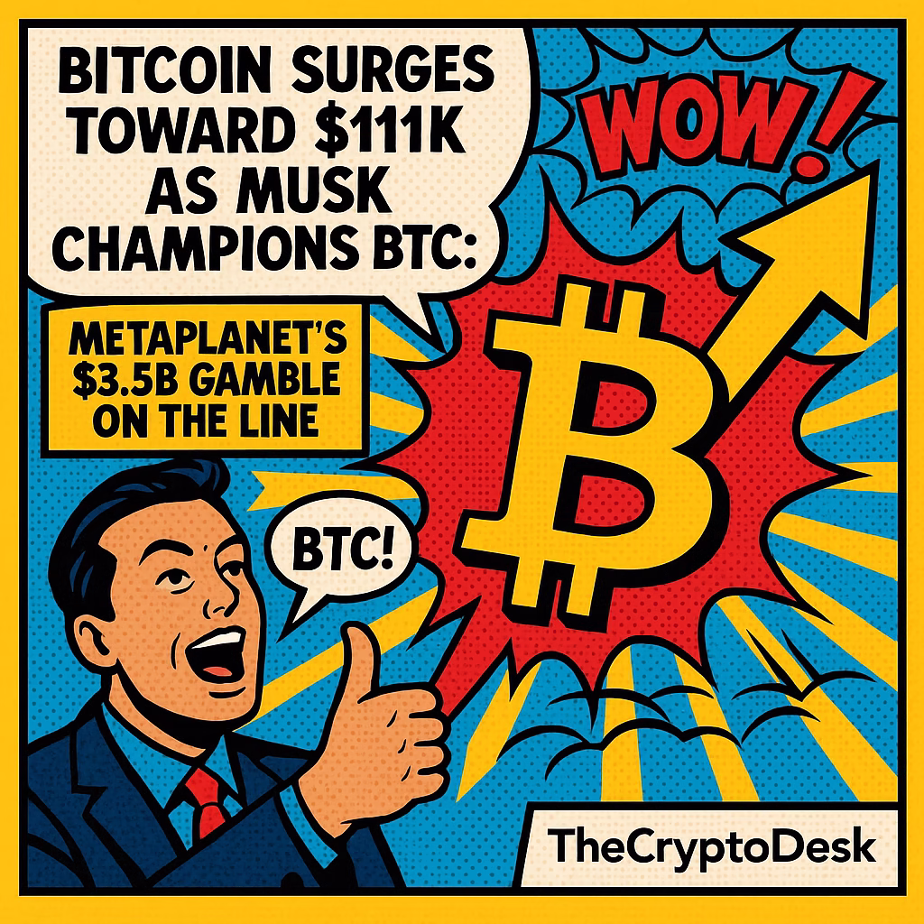 Bitcoin Surges Toward $111K as Musk Champions BTC: Metaplanets $3.5B Gamble on the Line