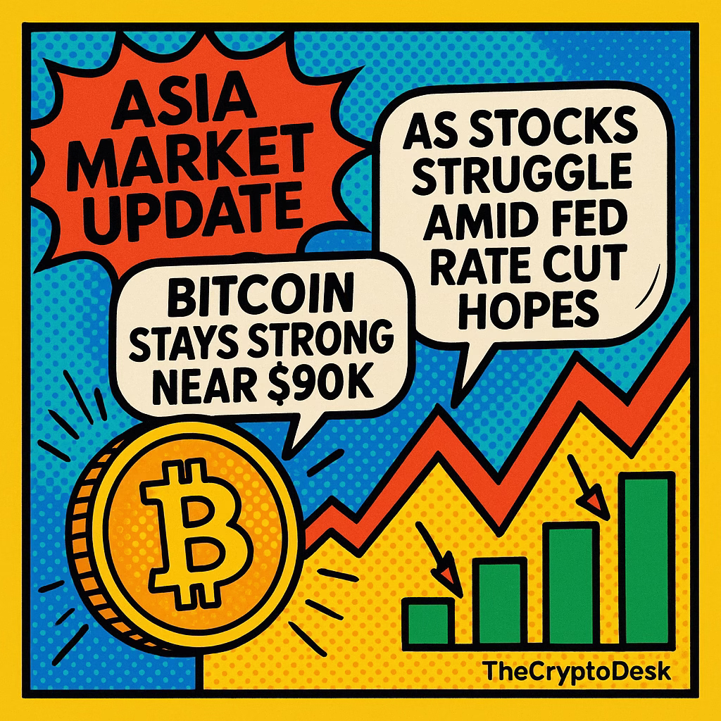 Asia Market Update: Bitcoin Stays Strong Near $90K as Stocks Struggle Amid Fed Rate Cut Hopes Asia Market Update: Bitcoin Stays Strong Near $90K as Stocks Struggle Amid Fed Rate Cut Hopes